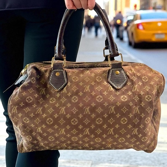 Rare Vintage Louis Vuitton Authentic denim monogram brown speedy bag - Picture 1 of 17